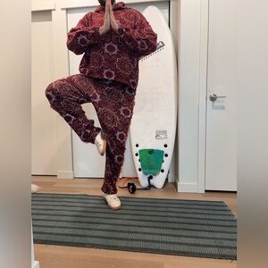 Red Patterned Hoodie and Joggers Set